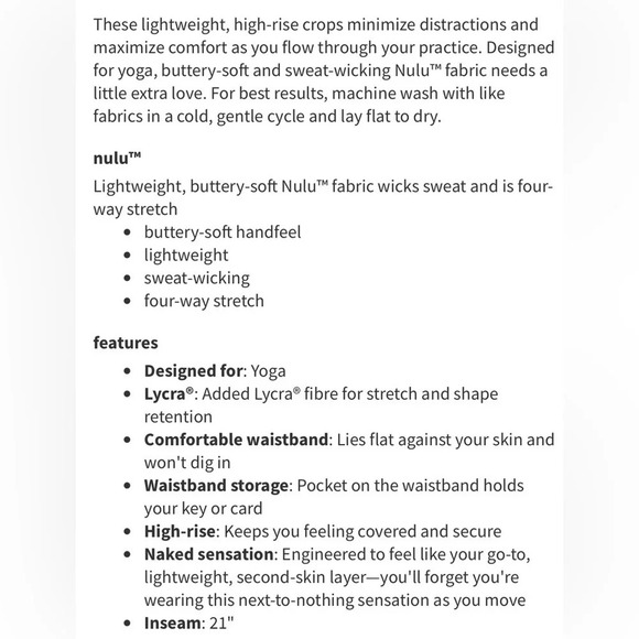 Lululemon sz 0 Align Crop *21" White great pre owned condition - Picture 10 of 10